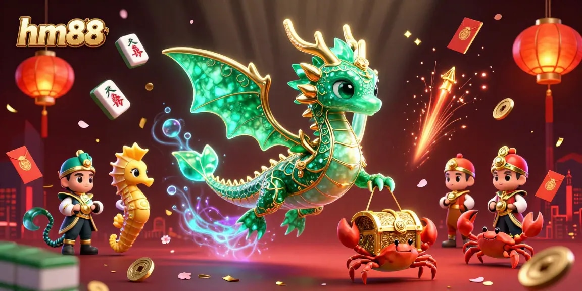 Experience thrilling gameplay at hm88 with a majestic sea dragon and vibrant gambling elements.