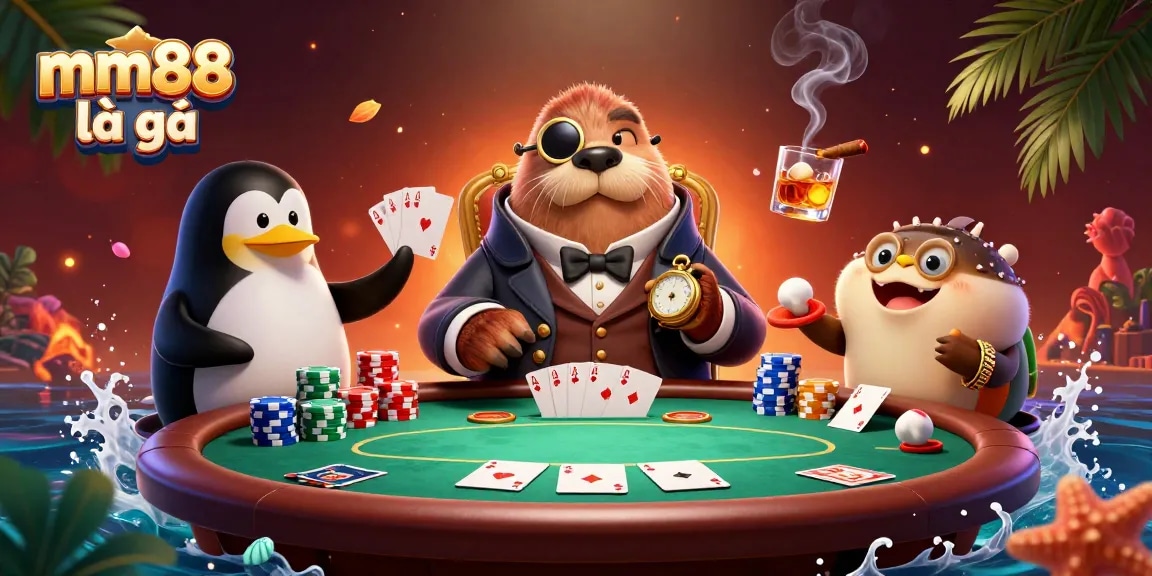 Experience mm88 là gì at a lively poker table, showcasing the thrill of underwater gambling fun.