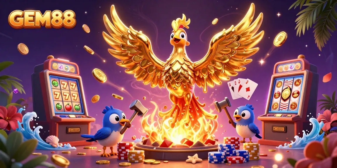 Experience GEM88's exhilarating gameplay with vibrant slots and exciting casino action in a captivating 3D scene.