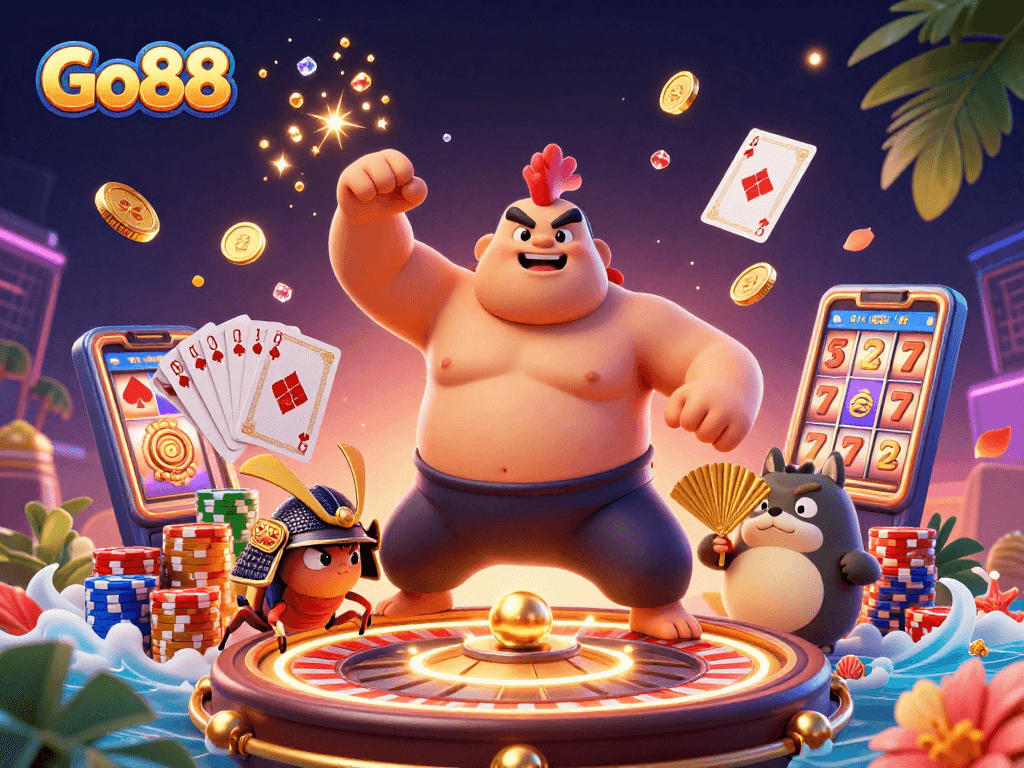 Go88 brings the excitement of winning at a vibrant casino with powerful characters and dynamic elements.