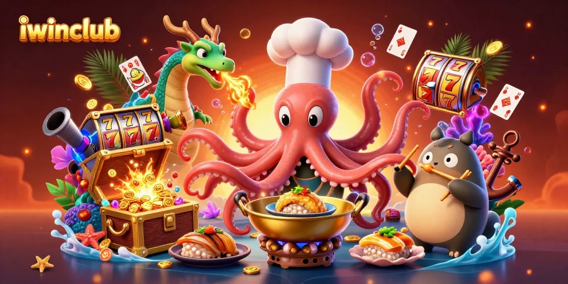 Engage with Iwinclub's vibrant gaming experience, featuring colorful characters and casino joy.