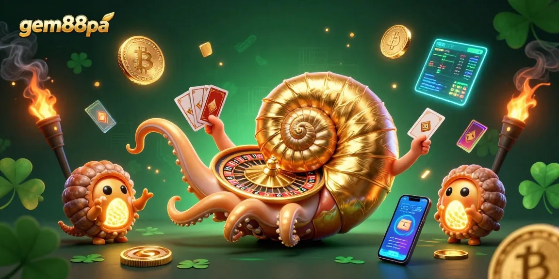 Engage with gem88pa's vibrant casino experience amidst dazzling 3D elements and crypto themes.