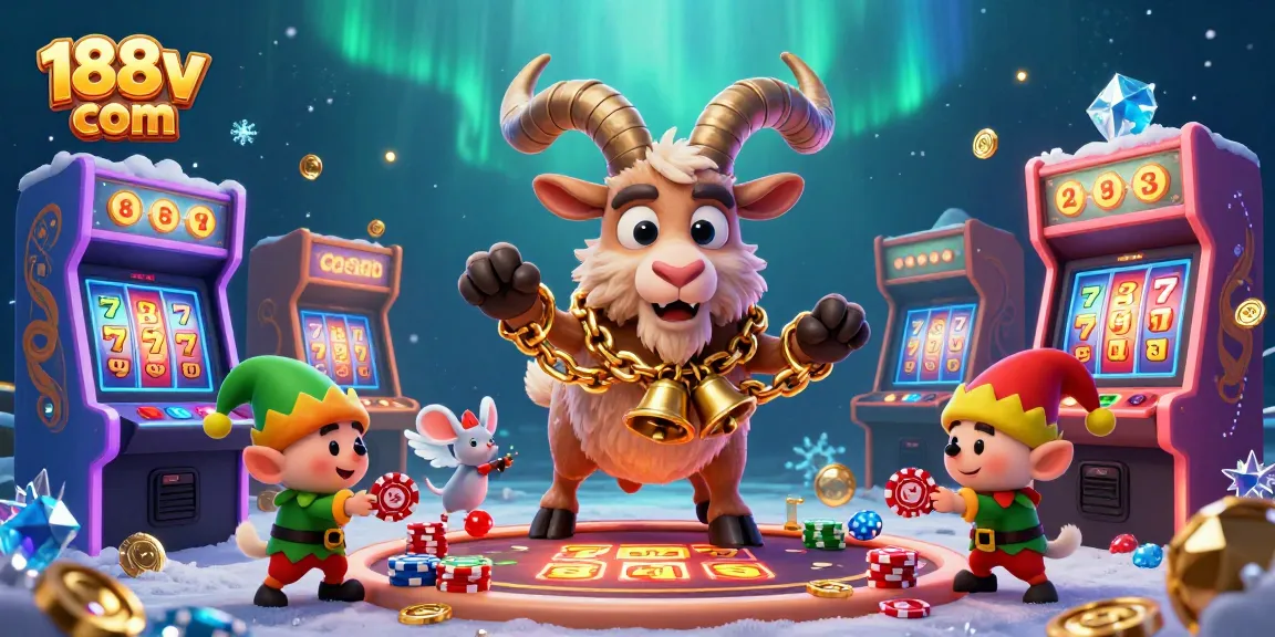 Experience thrilling casino action with 188v com, featuring Krampus and festive characters in a holiday theme.