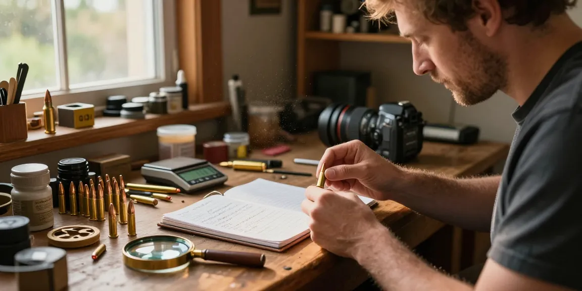 Collector examining LC 88 cartridge with tools in a cozy workshop