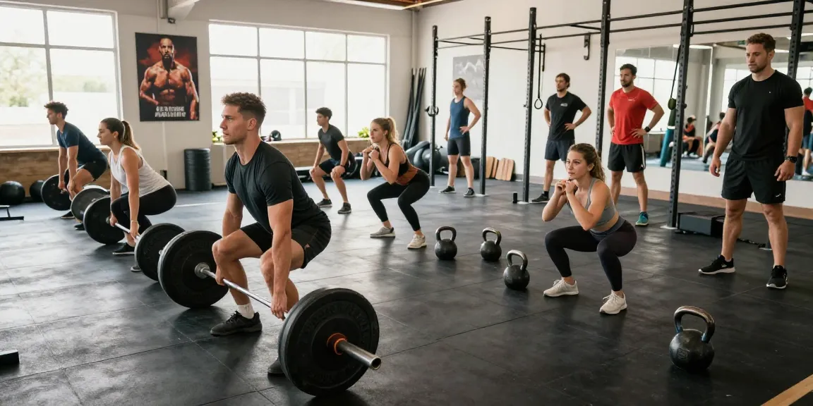 Aktive Fitnessszene im Steroidshop mit Bodybuilder beim Training und motivierender Atmosphäre.