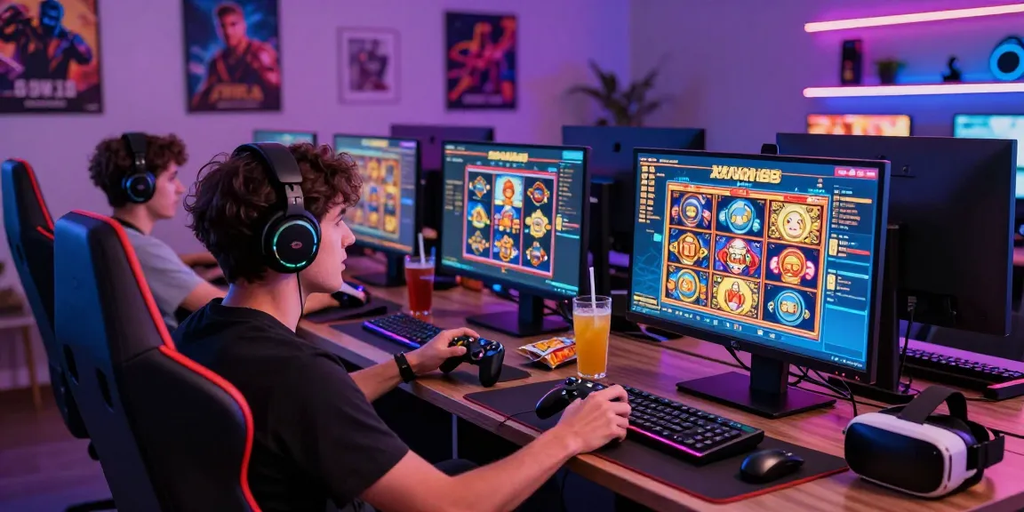 Gamer enjoying thrilling XN 88 online casino experience with vibrant gaming setup