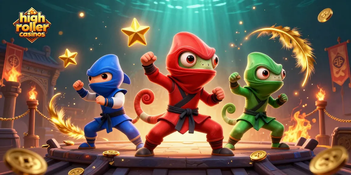 Experience high roller casinos with a dynamic trio of ninja chameleons in action.