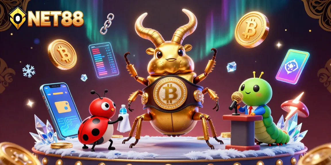 Engage with NET88's gaming strategy, showcasing vibrant wagering elements amidst colorful characters.