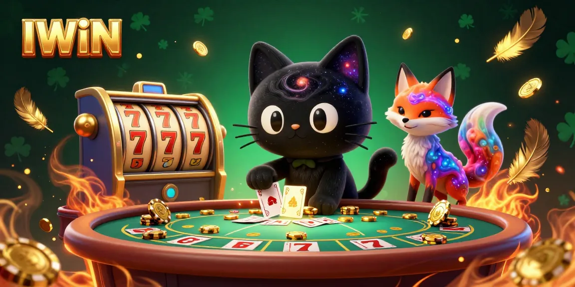 IWIN: Experience thrilling gameplay at a vibrant cosmic casino table with enchanting characters.