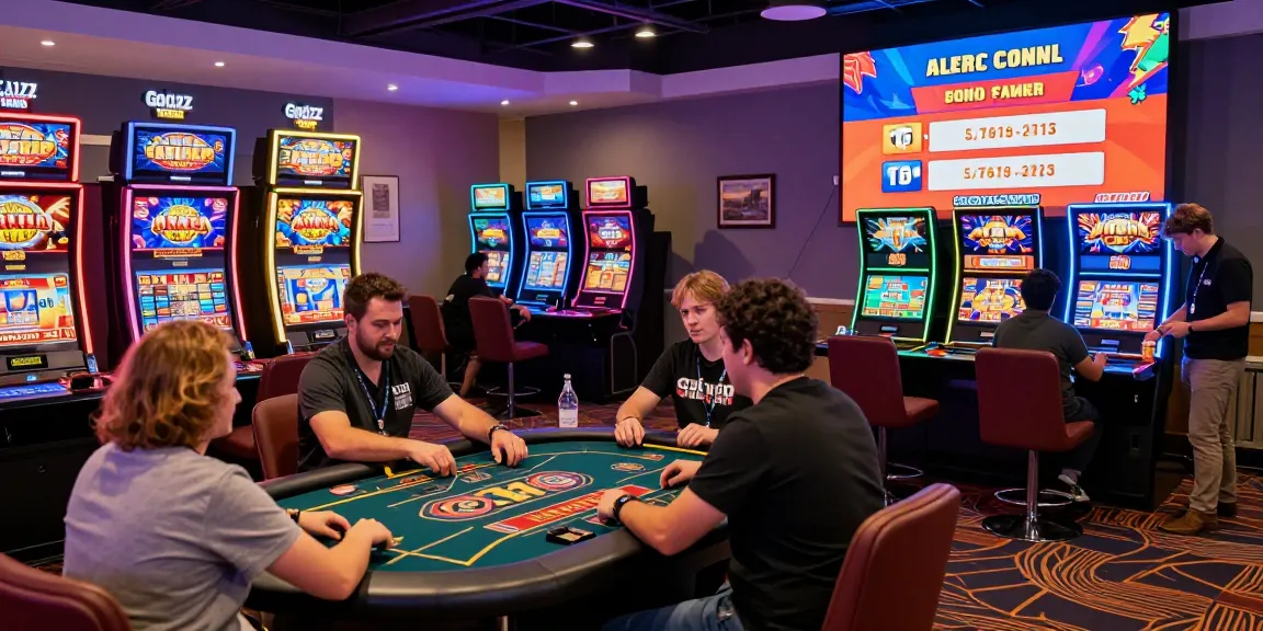Exciting gaming action at Godzz Casino featuring slots and live dealers in a vibrant atmosphere.